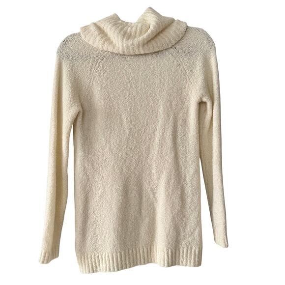 LL Bean Women’s Wool Blend Cream Thin Knit Turtleneck Long Sleeve Sweater Small - Picture 2 of 12